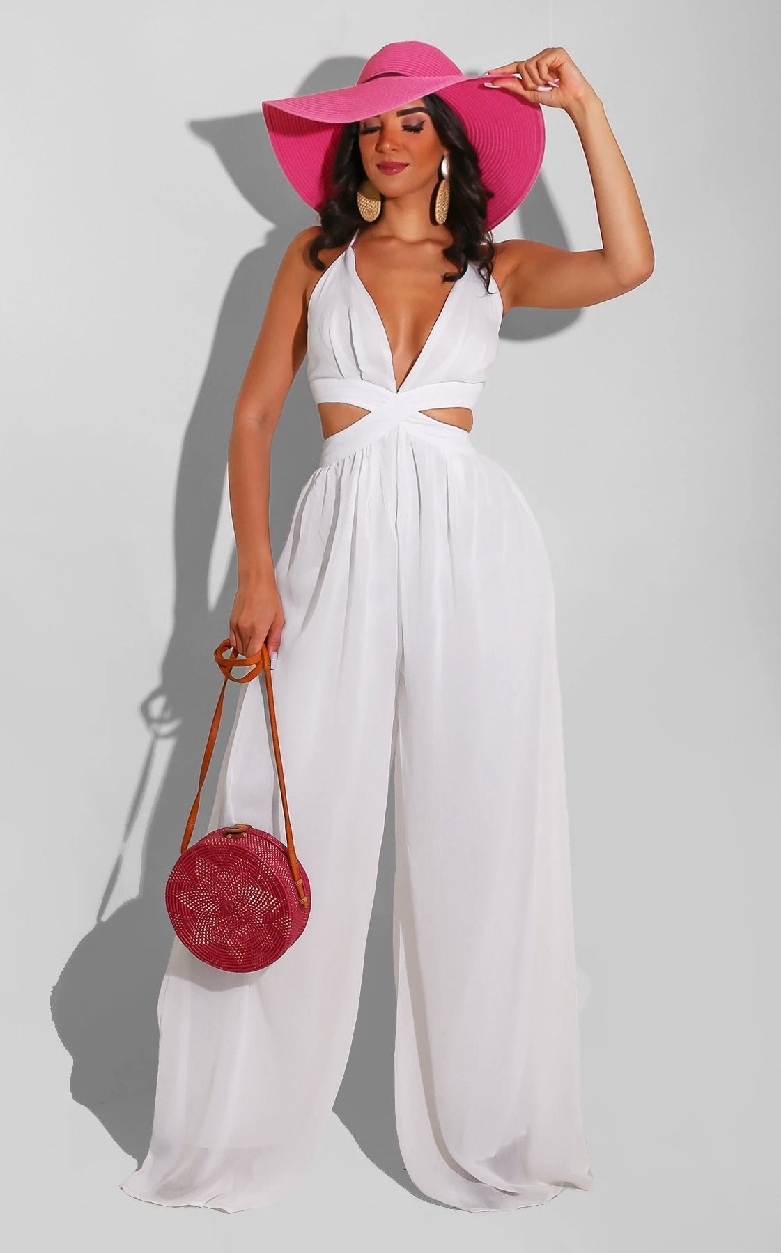 New Solid Color Casual Loose Chiffon Women Jumpsuit