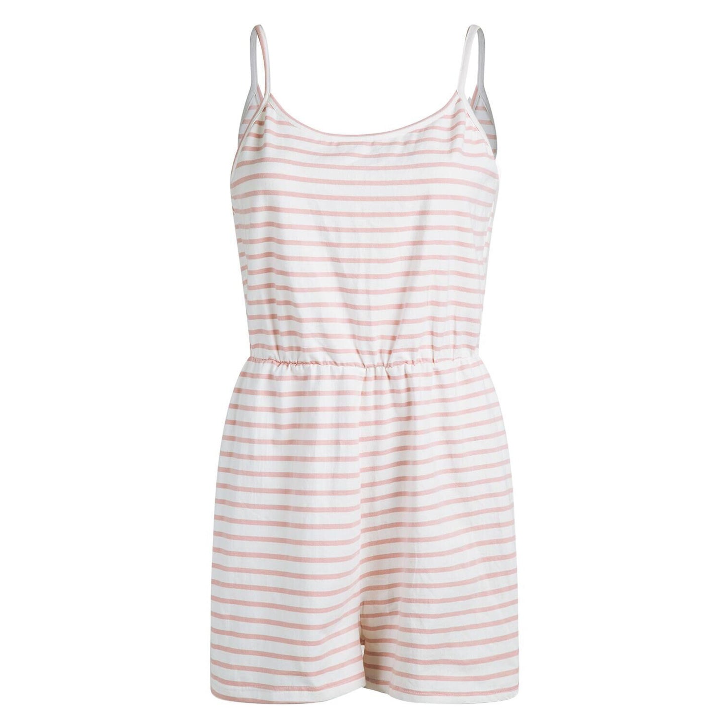 Lässige Jumpsuit-Shorts aus Baumwolle mit Spaghettiträgern und Streifen