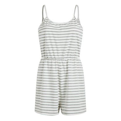 Lässige Jumpsuit-Shorts aus Baumwolle mit Spaghettiträgern und Streifen