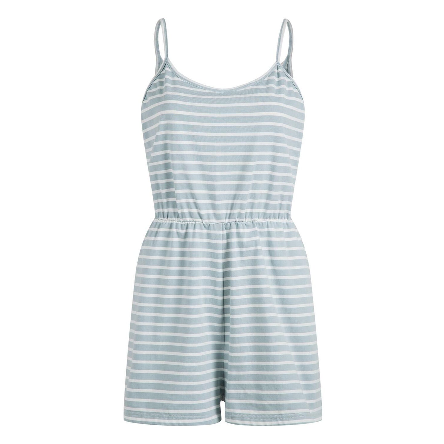 Lässige Jumpsuit-Shorts aus Baumwolle mit Spaghettiträgern und Streifen