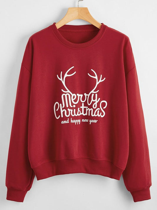 Weihnachten Neue Langarm Pullover Lose Mädchen Cartoon Pullover Rundhals Gedruckt