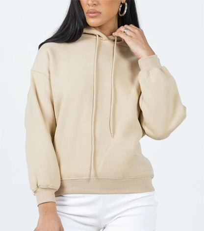 Pull à capuche en polaire de couleur unie pour femme