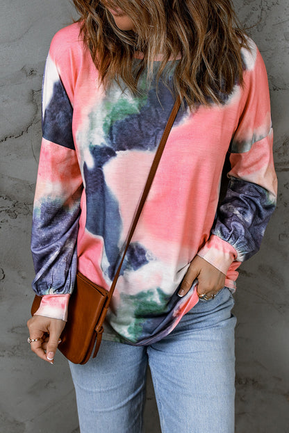 Multicolor Tie dye Relaxed Knit Long Sleeve Top