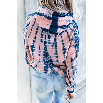 New Tie Dyed Printed Hoodie Women Long Sleeve Top