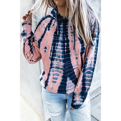 New Tie Dyed Printed Hoodie Women Long Sleeve Top