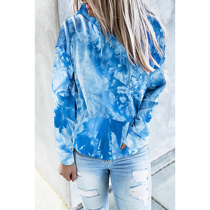 New Tie Dyed Printed Hoodie Women Long Sleeve Top