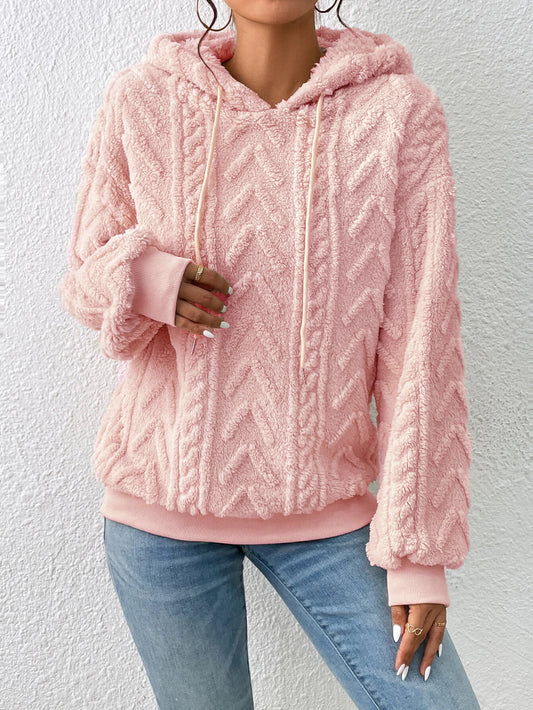 Pull en flanelle à capuche pour femme, veste ample en peluche, automne hiver