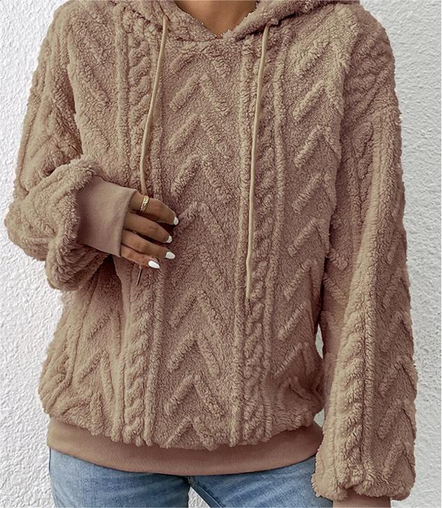 Herbst Winter Frauen Pullover Pullover Flanell Mit Kapuze Lose Plüsch Jacke