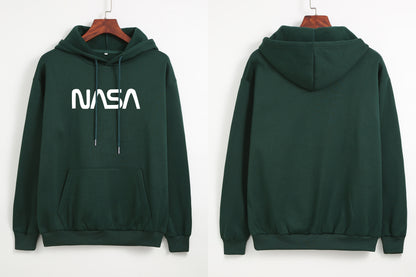 Manteau d'automne et d'hiver pour femme, pull à capuche doublé en polaire, imprimé NASA, coréen, ample