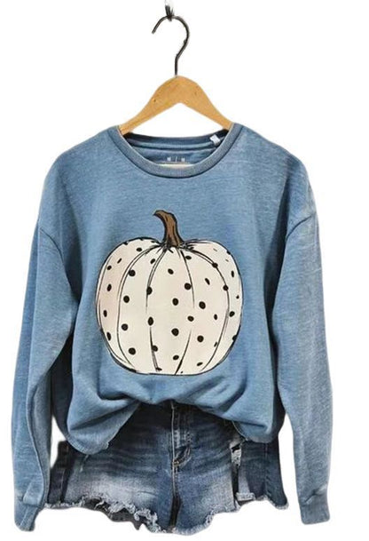 Ladies Cotton Halloween Limited Washed Worn Rib Stitching Thickening Sweater