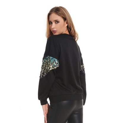 Pulls à manches longues à paillettes pour femmes, vêtements d'automne et d'hiver