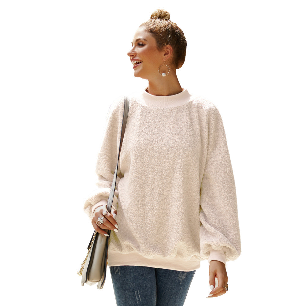 Sweat à capuche brossé pour femme, pull à manches longues en peluche, automne-hiver