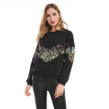 Pulls à manches longues à paillettes pour femmes, vêtements d'automne et d'hiver