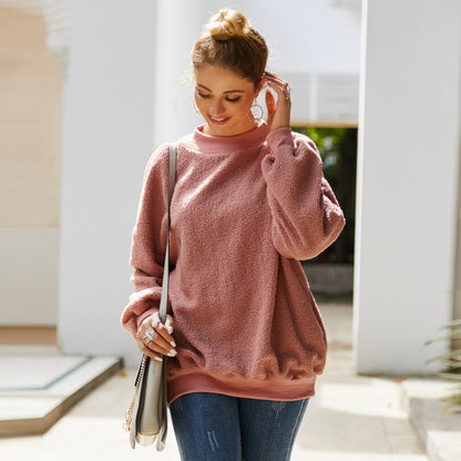 Sweat à capuche brossé pour femme, pull à manches longues en peluche, automne-hiver