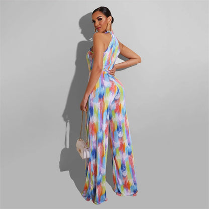 Printed Casual Color Stripes Women Jumpsuit