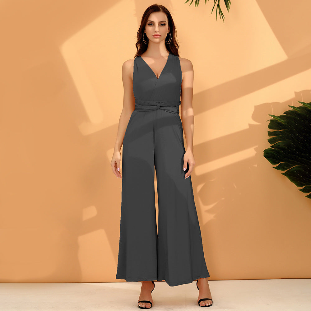 Platform Sexy Women Wear Solid Color Multiple Wear Wide Leg Pants