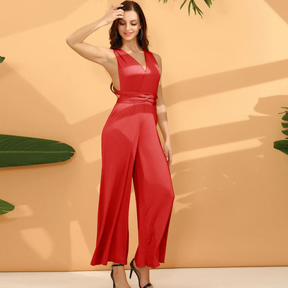 Platform Sexy Women Wear Solid Color Multiple Wear Wide Leg Pants