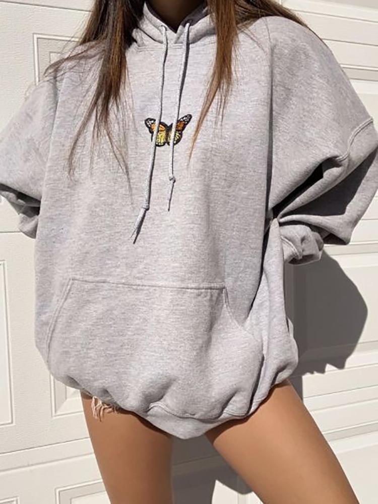 Popular Plate Printed Long Sleeve Casual Sports Loose Women Top