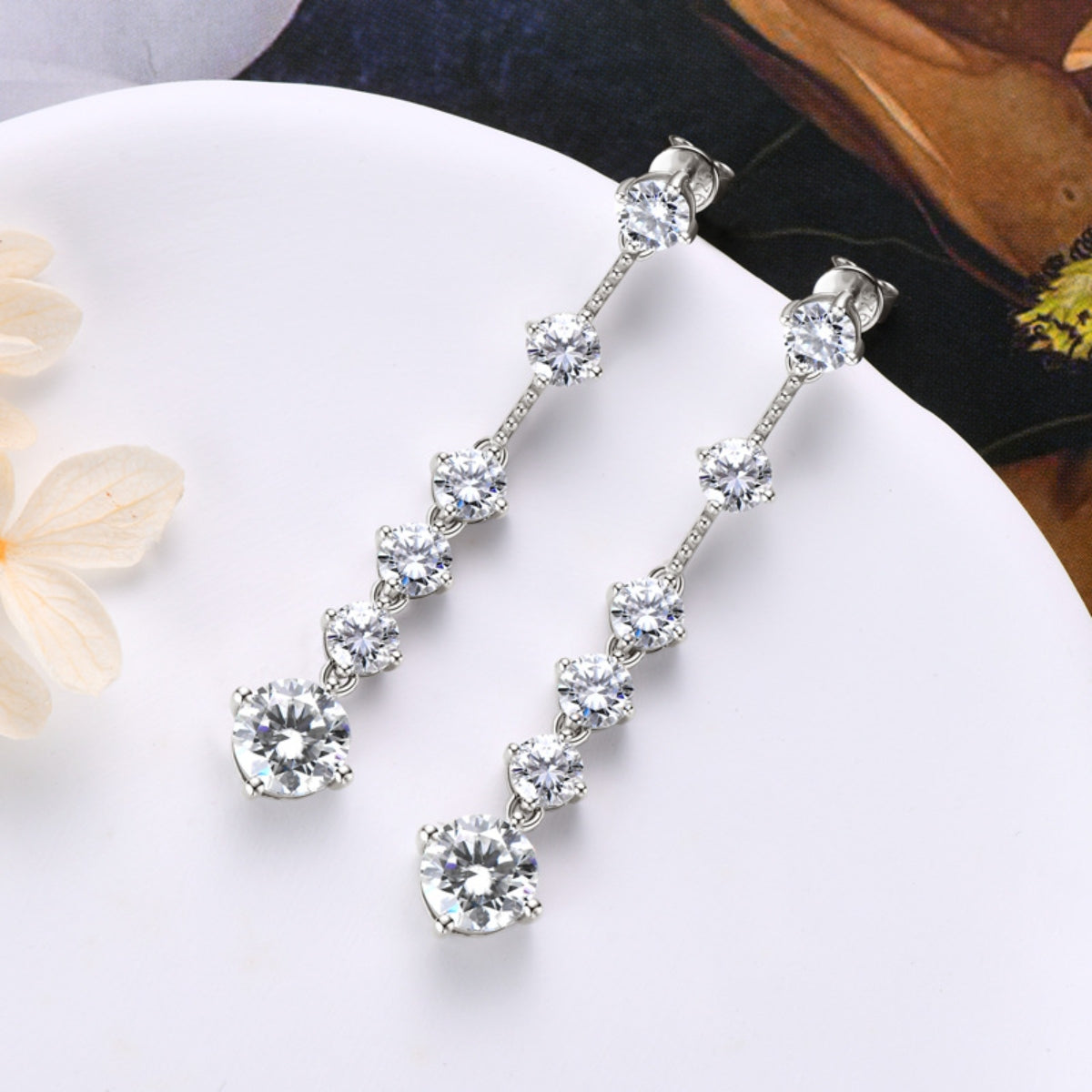 Boucles d'oreilles en argent sterling 925 avec moissanite de 4 carats