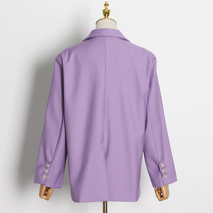 Model Small Blazer Spring Elegant Blazer Collar Design Loose Purple Coat