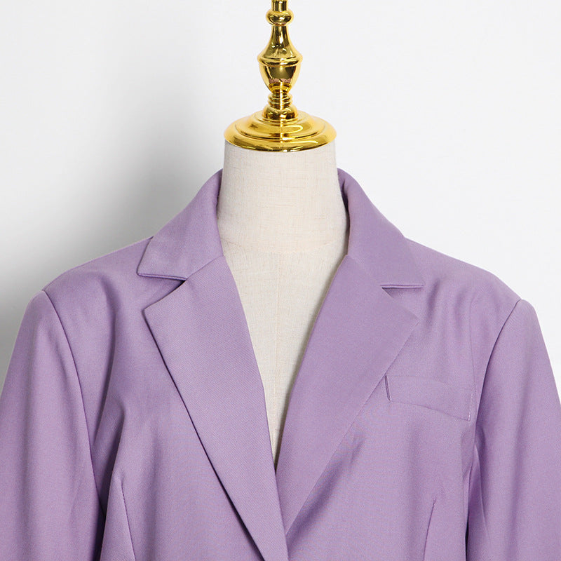 Model Small Blazer Spring Elegant Blazer Collar Design Loose Purple Coat