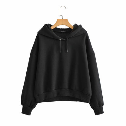 Pull à capuche en polaire de couleur unie pour femme