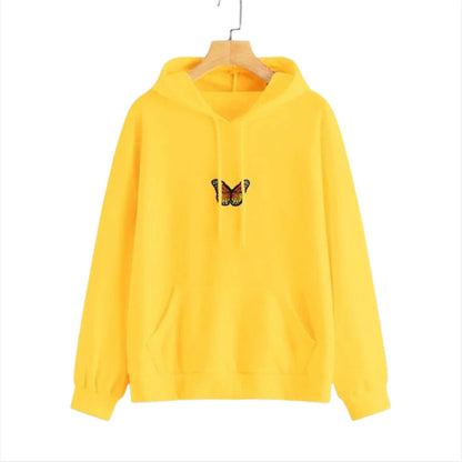 Loose Long Sleeve Embroidered Butterfly Hooded Loose