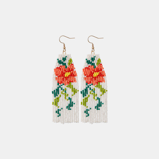 Boucles d'oreilles pendantes en perles de fleurs