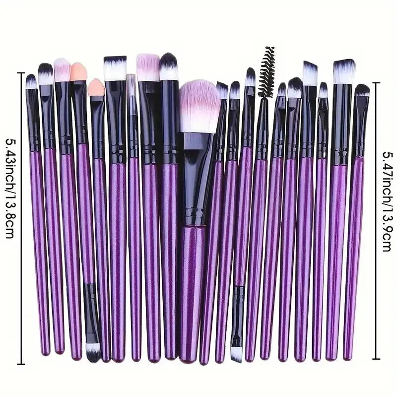 Lot de 20 pinceaux de maquillage pour eye-liner, pinceaux estompeurs, pinceaux de maquillage pour joues, pinceaux de fond de teint, pinceaux cosmétiques pour les yeux