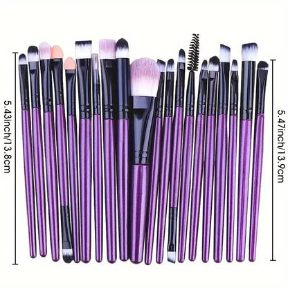 Lot de 20 pinceaux de maquillage pour eye-liner, pinceaux estompeurs, pinceaux de maquillage pour joues, pinceaux de fond de teint, pinceaux cosmétiques pour les yeux