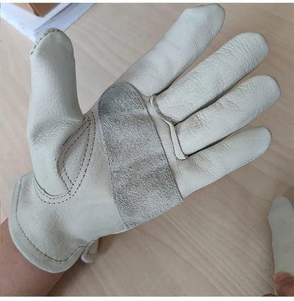 Men's Natural Cawskin Leather Non-slip Driving Gloves Male Genuine Leather White Sports Tactical Gloves R2079