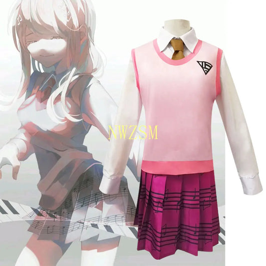 Jeu Nouveau Danganronpa V3 Akamatsu Kaede Cosplay Costume JK Uniforme Scolaire Halloween Femmes Vêtements Chemise Gilet Jupe Cravate Bas