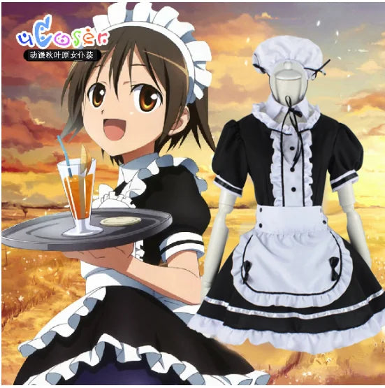 2022 Black Cute Lolita Maid French Maid Dress Girls Woman Amine Cosplay Costume Waitress Maid Party Stage Costumes S-5XL sizes