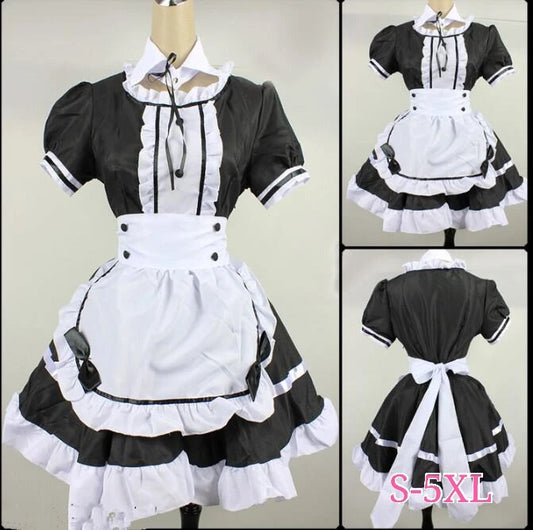 2022 Noir Mignon Lolita Maid Robe De Femme De Chambre Française Filles Femme Amine Cosplay Costume Serveuse Femme De Chambre Fête Scène Costumes S-5XL tailles