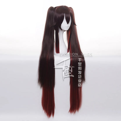 Genshin Impact Hu Tao Longues Queues De Cheval Perruque Cosplay Costume Résistant À La Chaleur Synthétique Cheveux Hutao Perruques