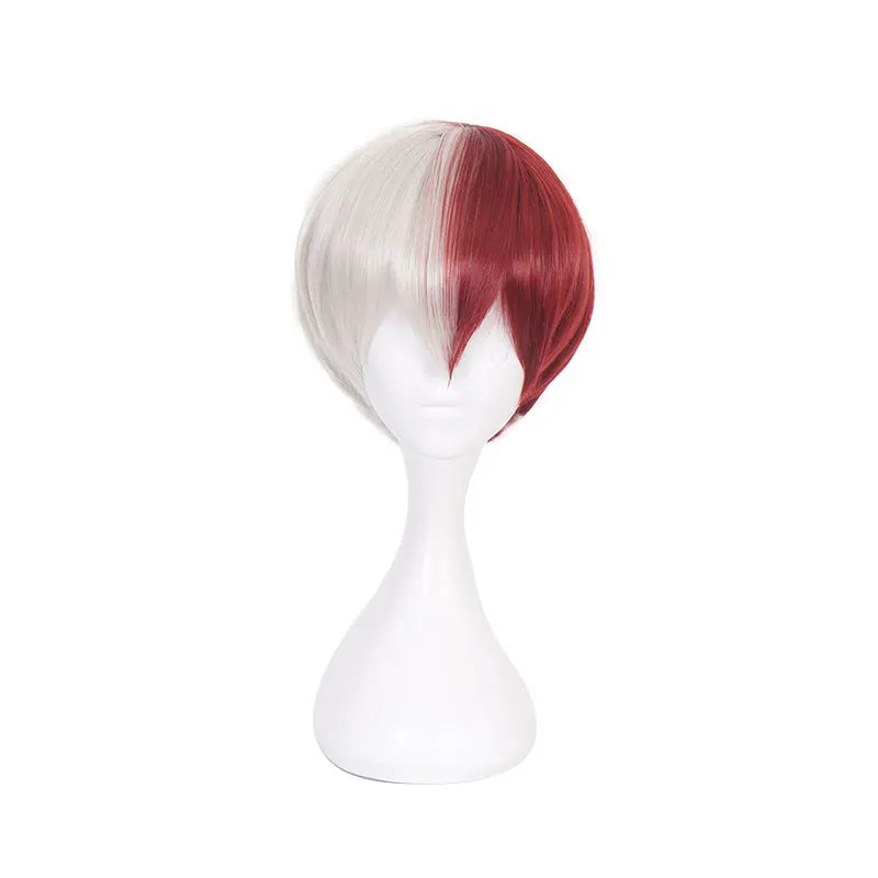 Anime My Hero Academia Boku no Hiro Akademia Shoto Todoroki Shouto Weiße und rote Cosplay-Perücke + Perückenkappe