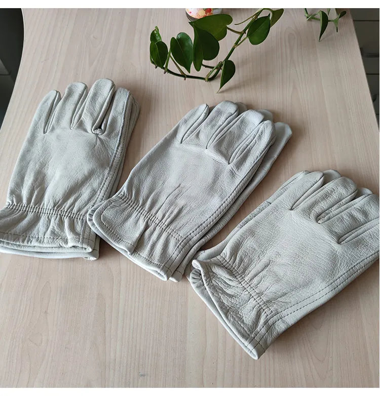 Men's Natural Cawskin Leather Non-slip Driving Gloves Male Genuine Leather White Sports Tactical Gloves R2079