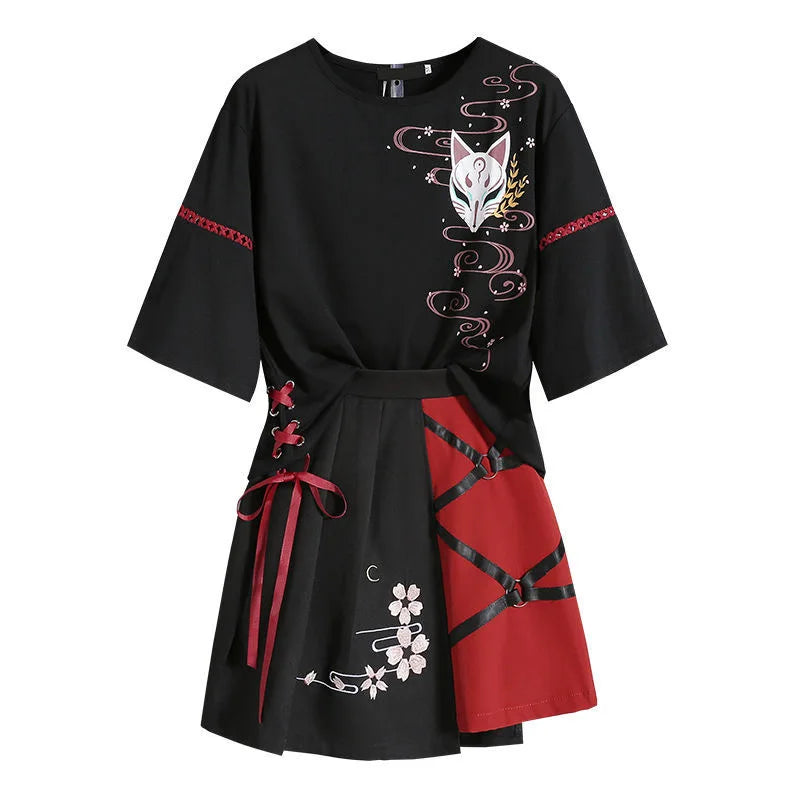 Anime Women's Clothing Suit Cosplay Costume Halloween Summer Japanese  Girl Lolita T-shirt Short Skirt Set Adult