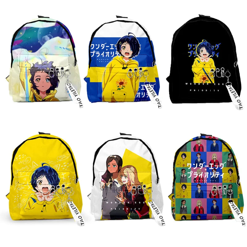 Wonder Egg Priority Cosplay Sacs d'école Ohto Ai Momoe Sawaki Sac à dos Sac en toile Sac de voyage pour filles Sac à dos Mochila Sacs pour ordinateur portable Garçons