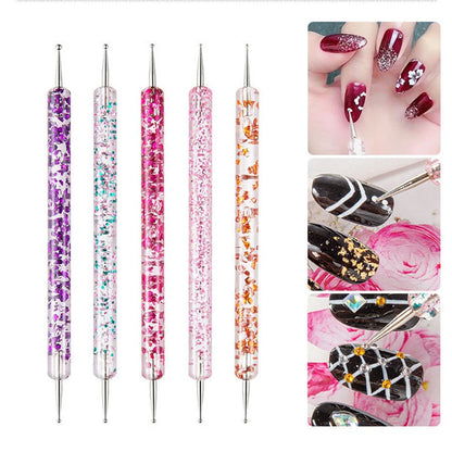 Lot de 5 stylos à pointiller pour nail art, perles en cristal, poignée à double extrémité, dessin, peinture, strass, outils de manucure