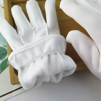 Men and women's winter thicken thermal warm white color cotton Etiquette gloves winter thicken white cotton glove R223