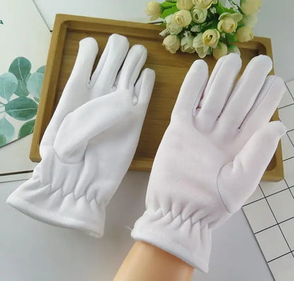 Men and women's winter thicken thermal warm white color cotton Etiquette gloves winter thicken white cotton glove R223