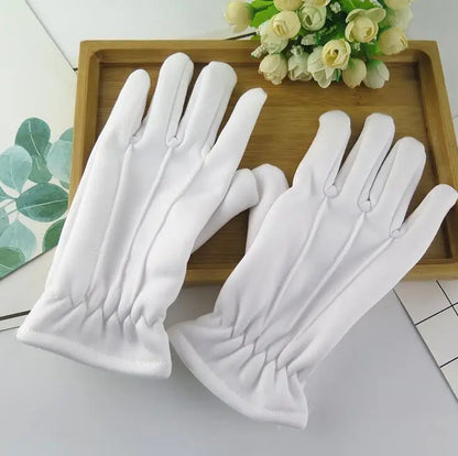 Men and women's winter thicken thermal warm white color cotton Etiquette gloves winter thicken white cotton glove R223