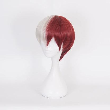 Anime My Hero Academia Boku no Hiro Akademia Shoto Todoroki Shouto Weiße und rote Cosplay-Perücke + Perückenkappe