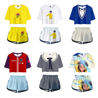 Anime Wonder Egg Priority Ohto Ai Cosplay T-Shirt Shorts Sets Frauen Sommer Harajuku T-Shirt Momoe Sawaki Trainingsanzüge Mädchen