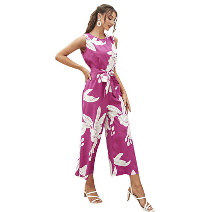 Round Neck Slim Casual Trend Jumpsuit