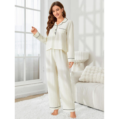 Pyjama deux pièces pour femme, cardigan à manches longues et pantalon, vêtements d'intérieur, automne et hiver