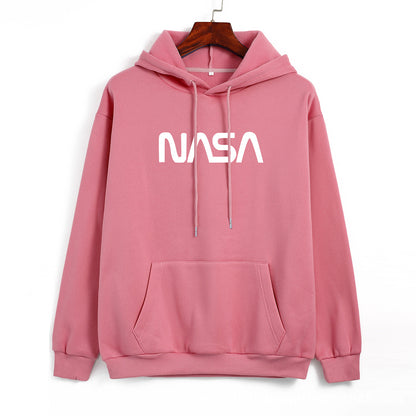 Manteau d'automne et d'hiver pour femme, pull à capuche doublé en polaire, imprimé NASA, coréen, ample