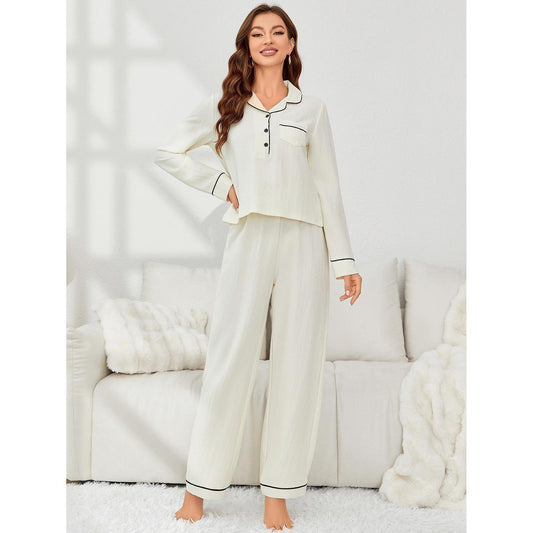 Pyjama deux pièces pour femme, cardigan à manches longues et pantalon, vêtements d'intérieur, automne et hiver