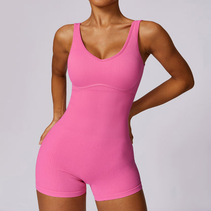 Combinaison de yoga sans couture haute résistance pour femme, combinaison de sport élastique moulante, fitness, une pièce